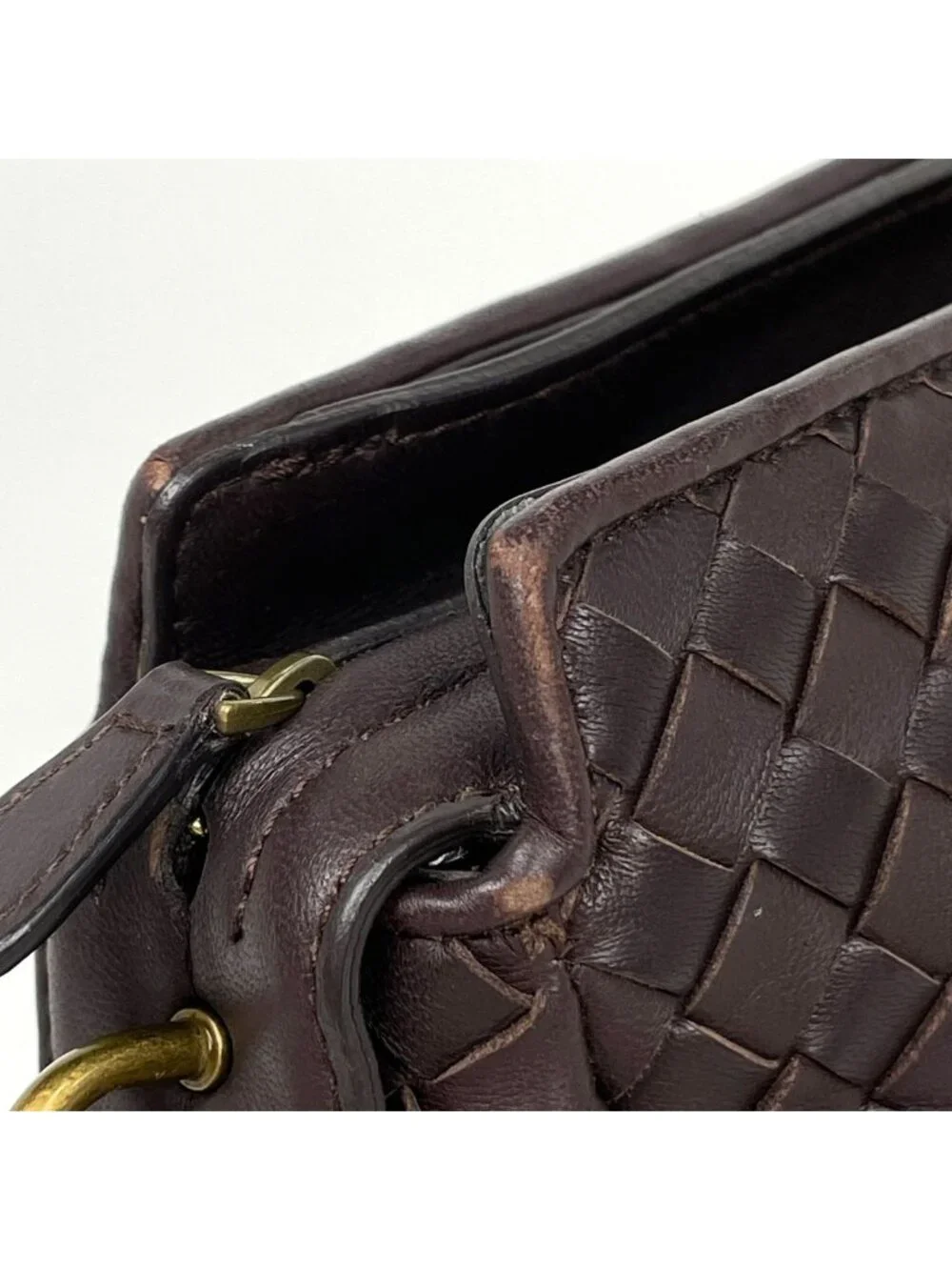 Bottega Veneta Intrecciato Shoulder Bag Leather Brown